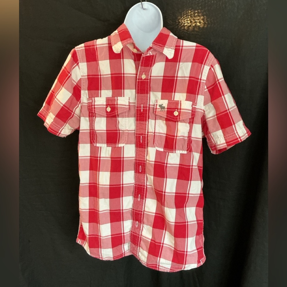 Abercrombie & Fitch Red and White Checkered Men's Shirt